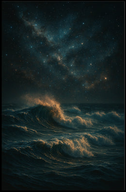 Ocean and Night Sky Convergence: Space or Astronomy Poster
