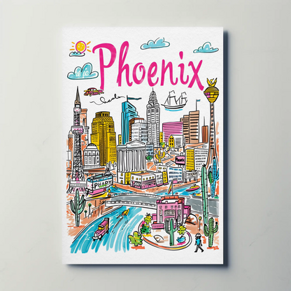 Phoenix Arizona Desert Urban Scene Travel Poster