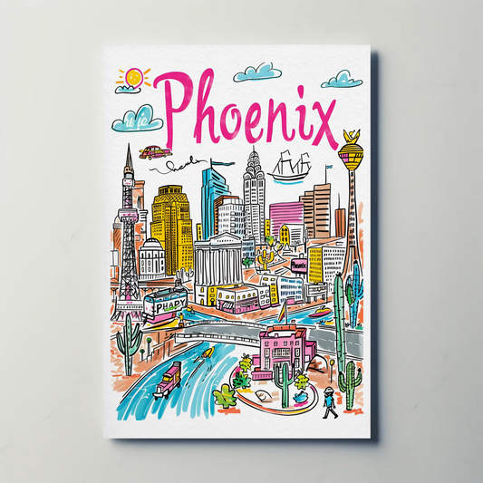 Phoenix Arizona Desert Urban Scene Travel Poster