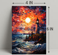 Lighthouse At Sunset Poster