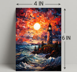 Lighthouse At Sunset Poster
