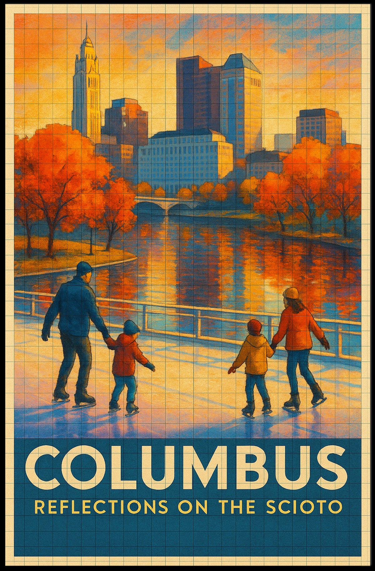Columbus Reflections On The Scioto Poster