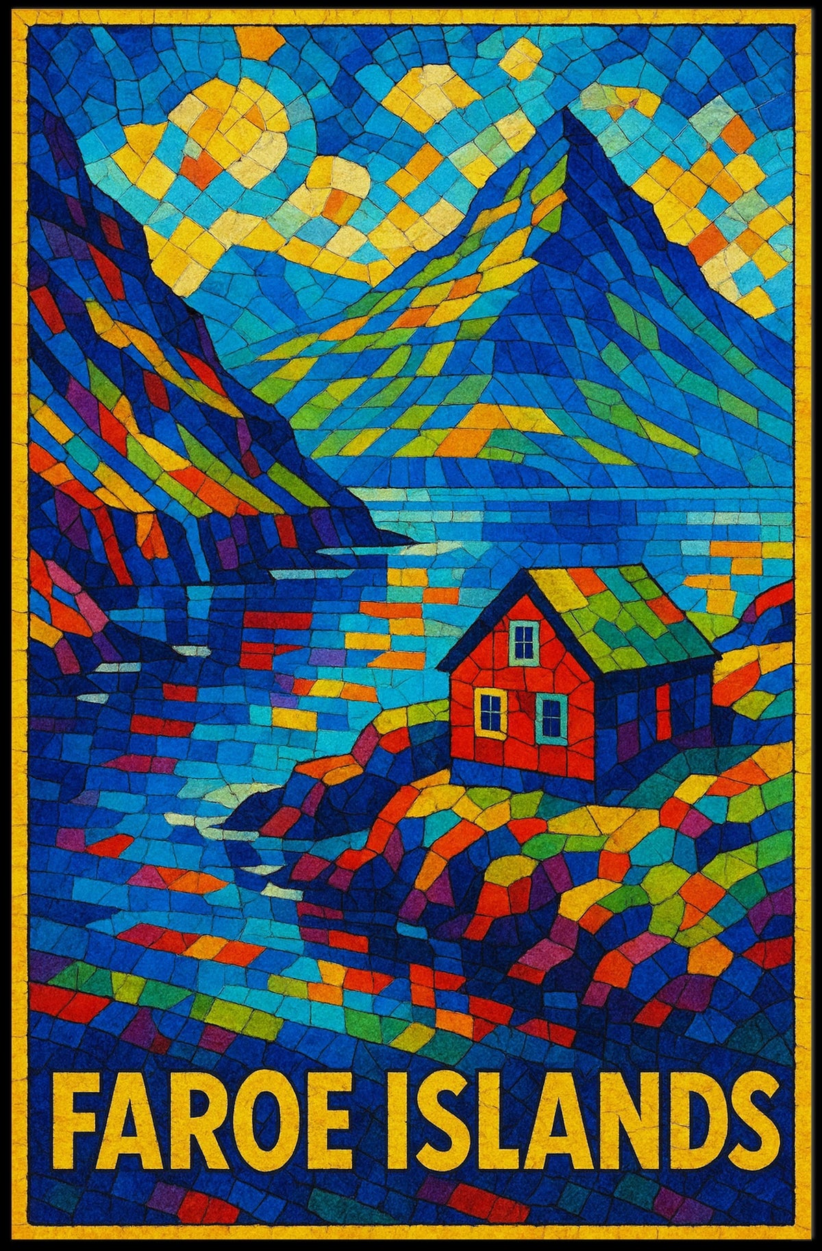 Faroe Islands Mosaic Art Poster
