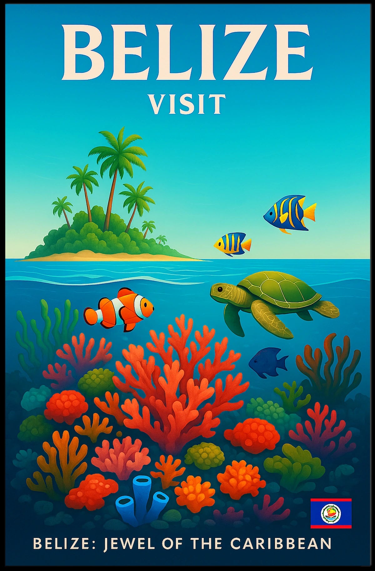 Visit Belize Jewel of the Caribbean Poster