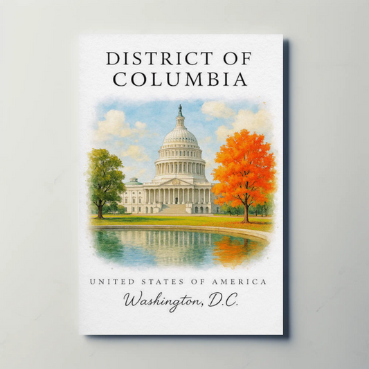 Washington DC Capitol Autumn Reflection Travel Poster