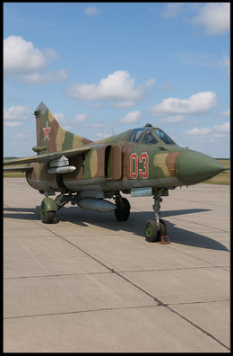 Military Aircraft Camouflage Scene Under Clear Skies Poster