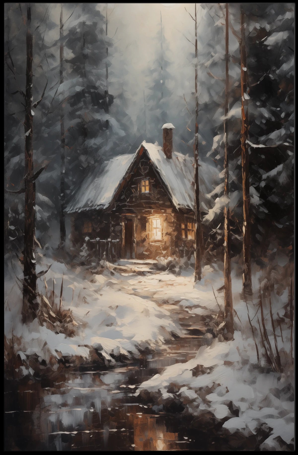 Winter Cabin Retreat Poster