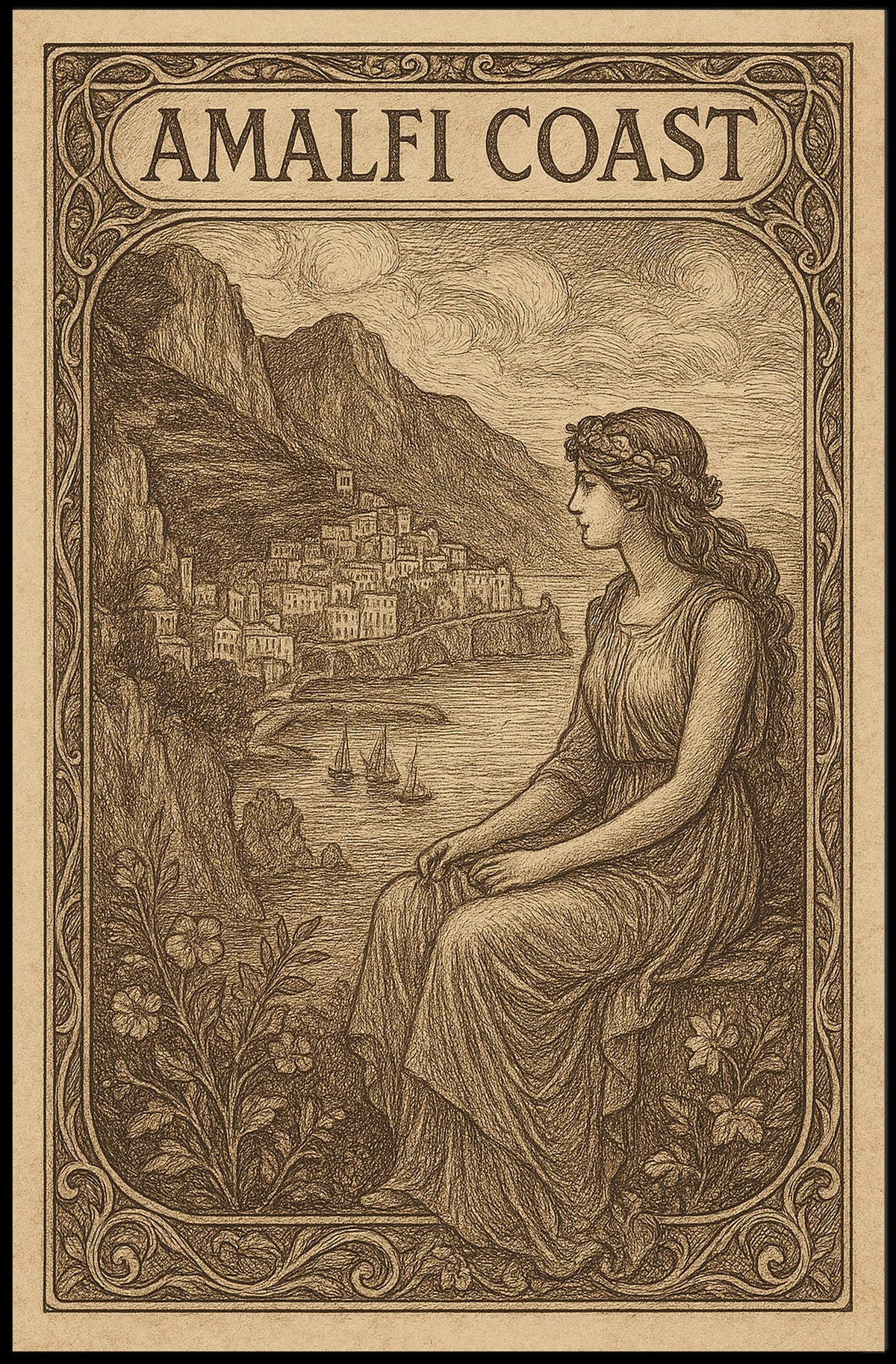 Amalfi Coast A Timeless View Poster Coastal Wall Art