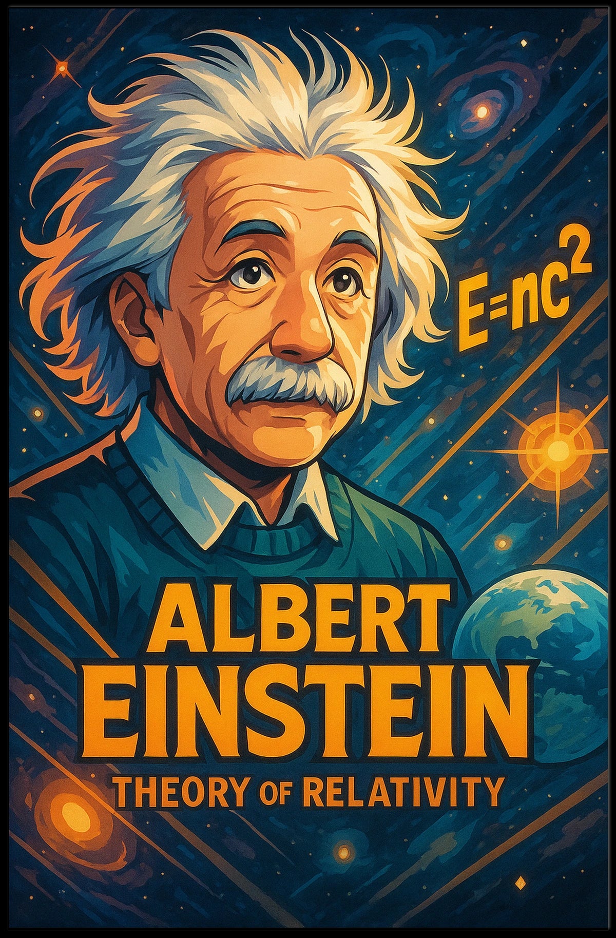 Albert Einstein Relativity Theory Vintage Scientific Art Educational Decor Poster