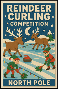 Reindeer Curling Competition Poster