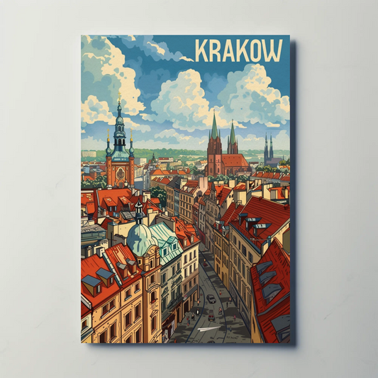 Historic Rooftops Of Krakow Poland Travel Poster