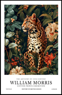 Leopard in 19th-Century Botanical Style: Artistic Poster
