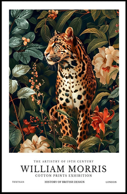 Leopard in 19th-Century Botanical Style: Artistic Poster