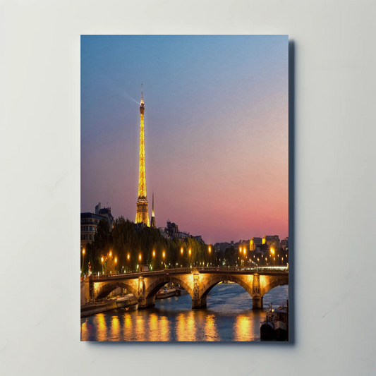 Eiffel Tower at Sunset – Bridge and Lights