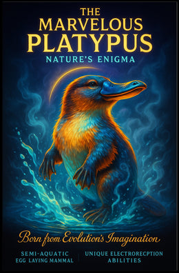 Platypus Wonders: Vibrant Creature Celebration Animal Poster