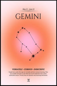 Gemini Zodiac Infographic Poster in Vibrant Modern Design PosterGoat
