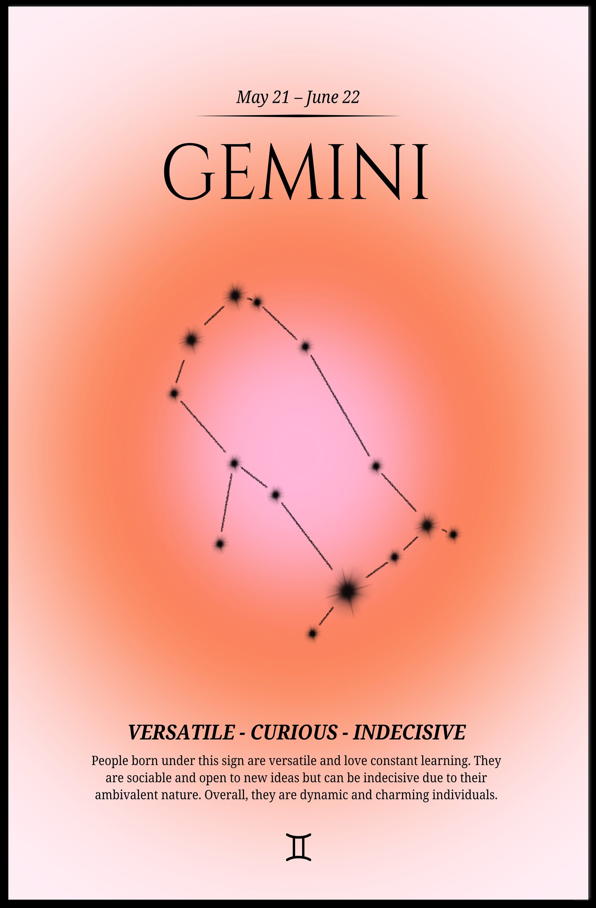Gemini Zodiac Infographic Poster in Vibrant Modern Design PosterGoat