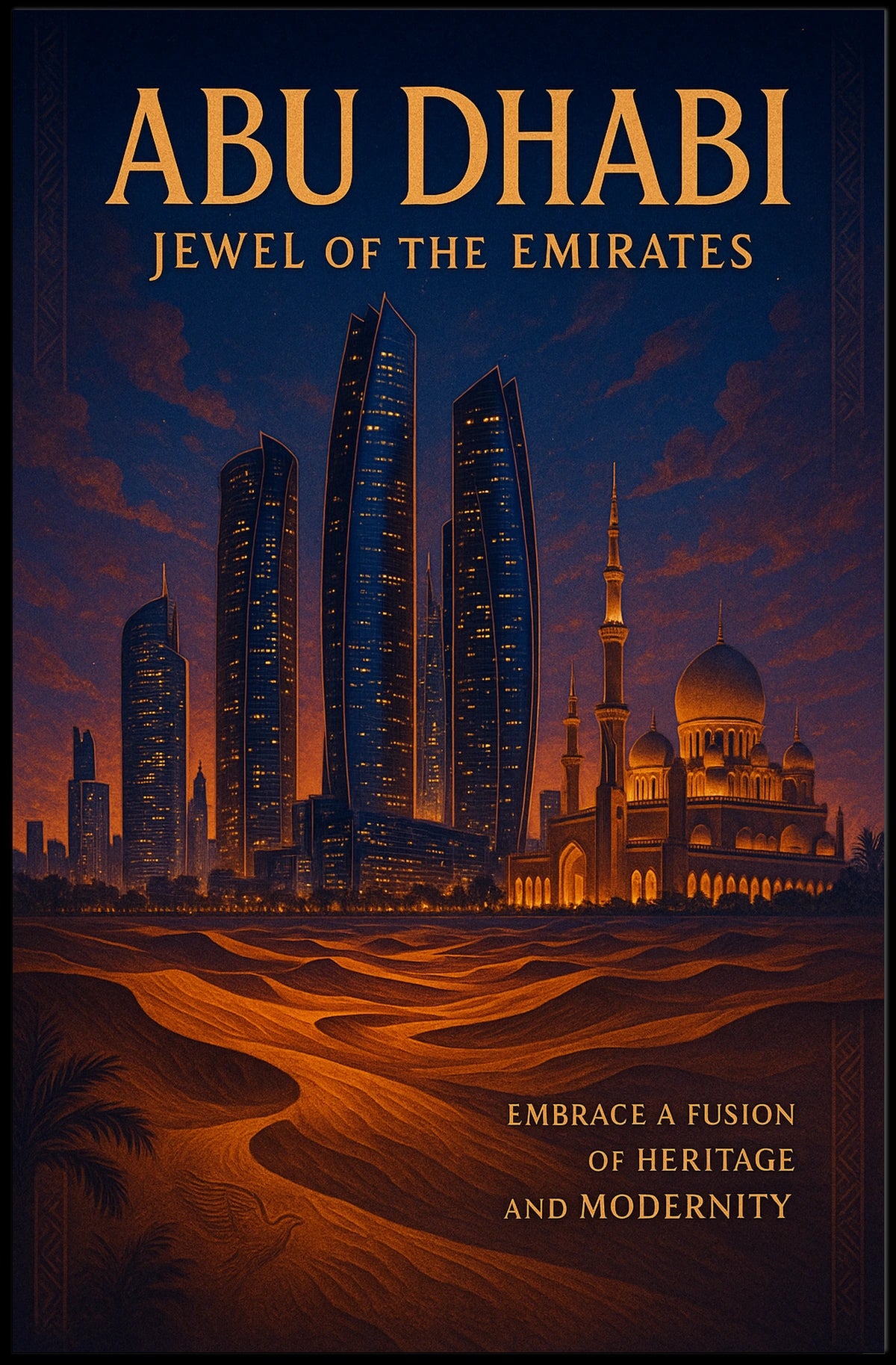 Abu Dhabi Skyline Fusion Urban or Cityscape Poster