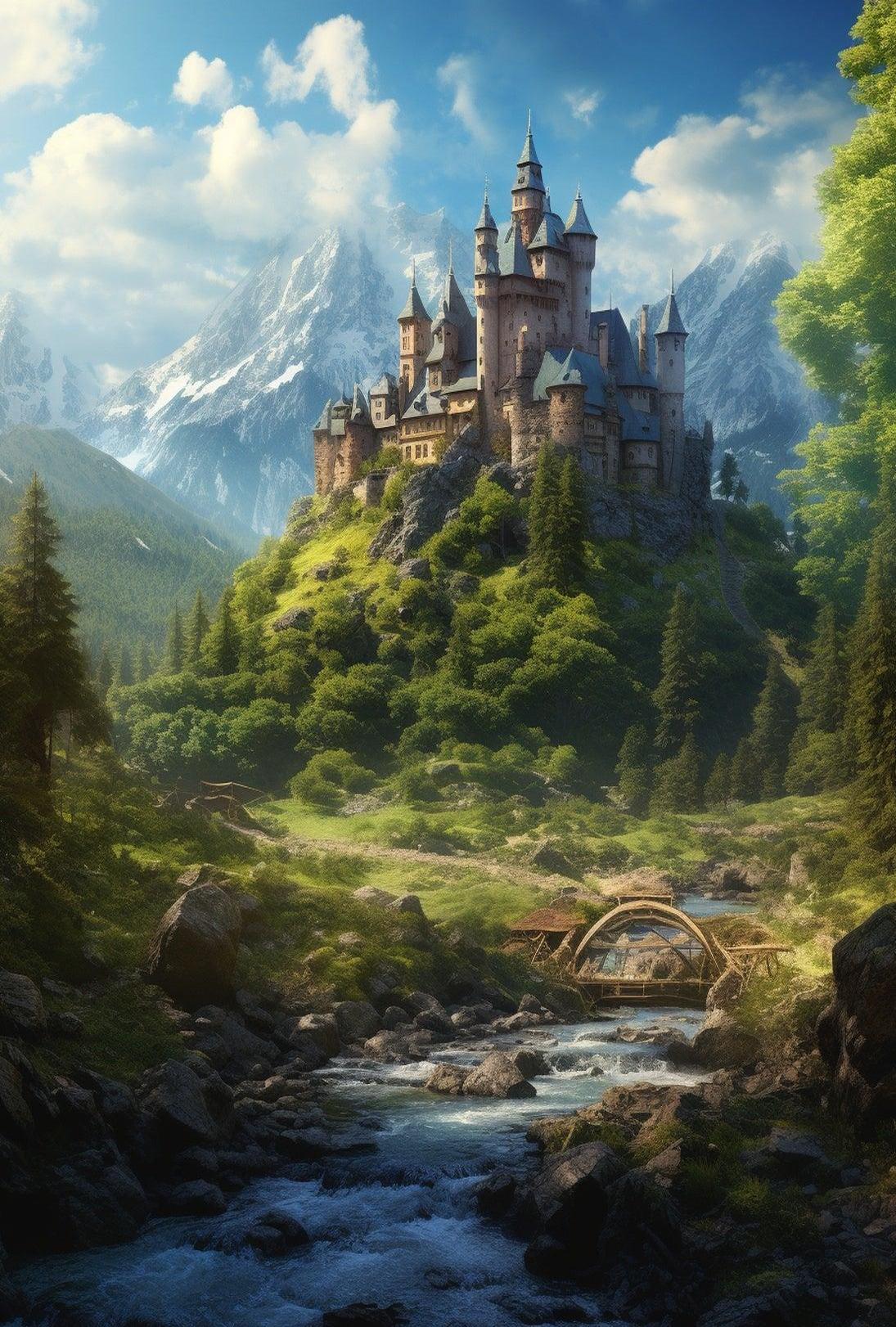 Fairy-Tale Castle on Hilltop Medieval Heritage Poster