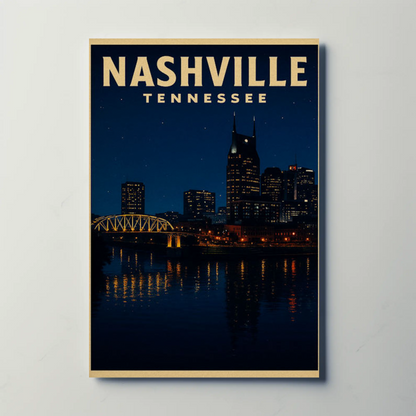 Nashville Tennessee City Night Skyline Poster Poster