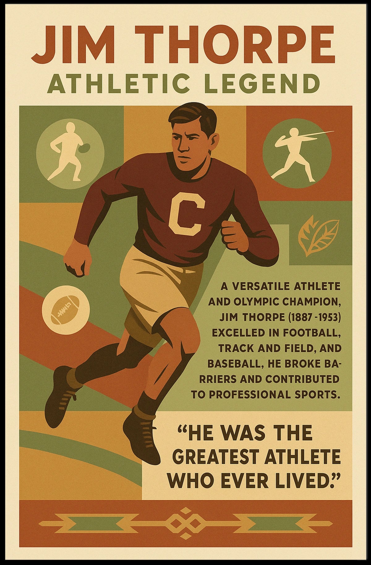 Jim Thorpe Legendary Athlete Jim Thorpe Poster