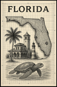 Florida Landmarks And Wildlife Poster