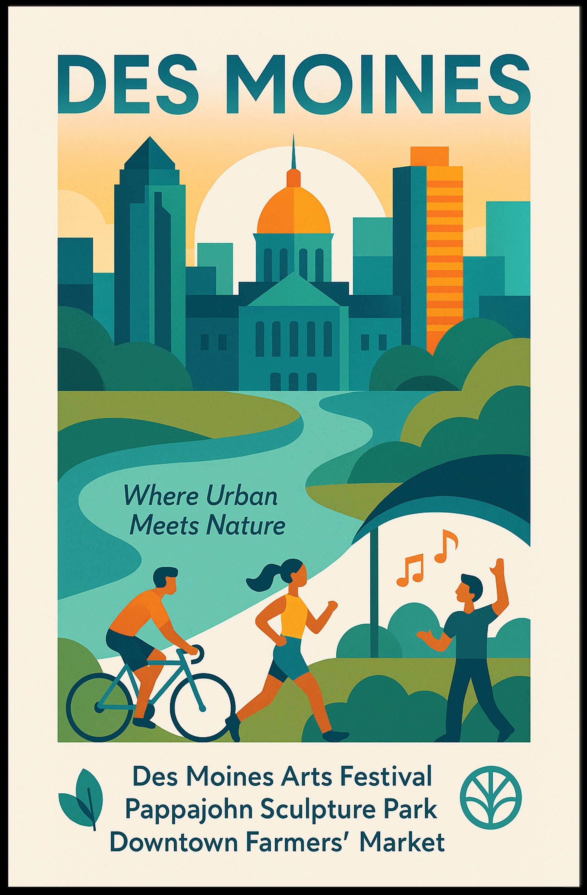 Des Moines Where Urban Meets Nature Poster