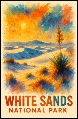 White Sands National Park Watercolor Art Poster
