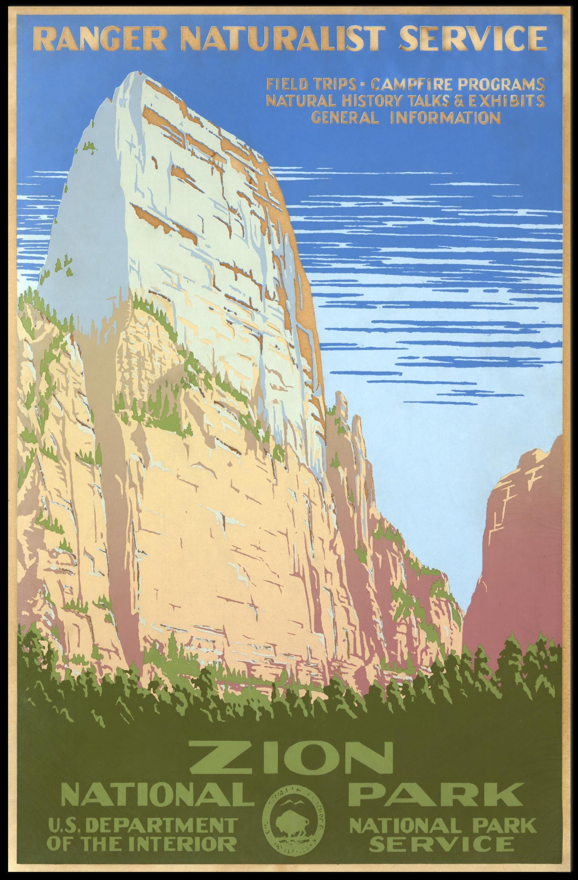 Zion National Park Vintage Ranger Poster Print