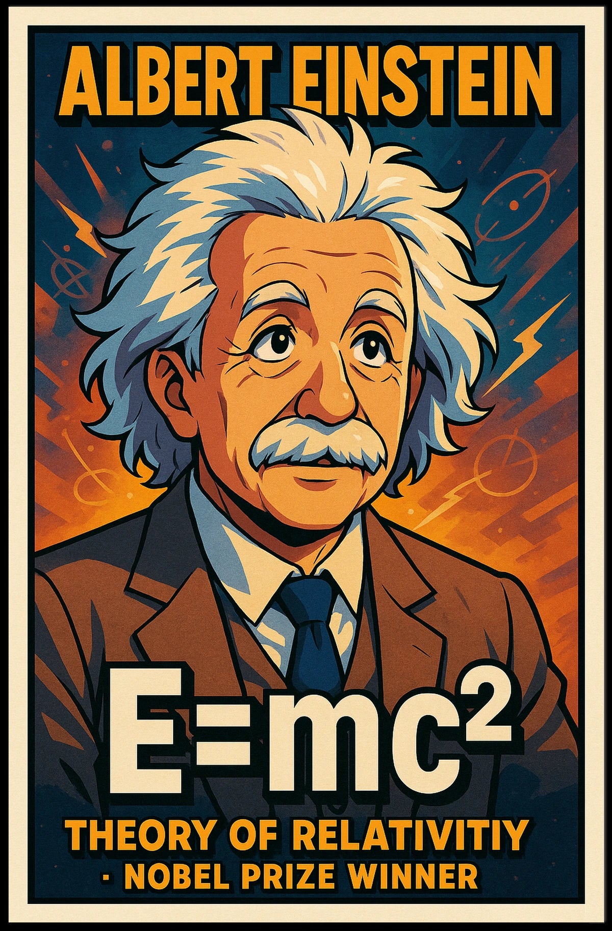 Einstein Relativity Vintage Science Curious Poster