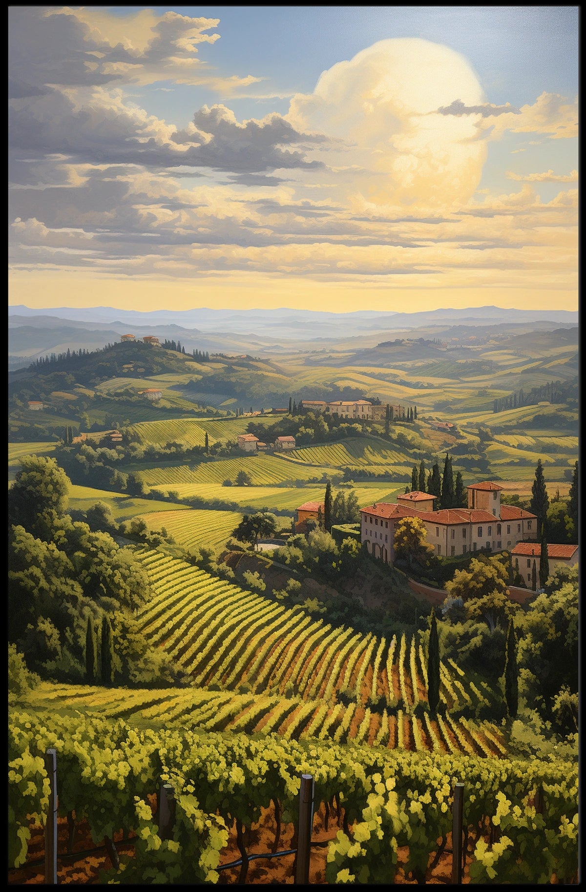 Tuscany Landscape with Vineyards Travel Poster