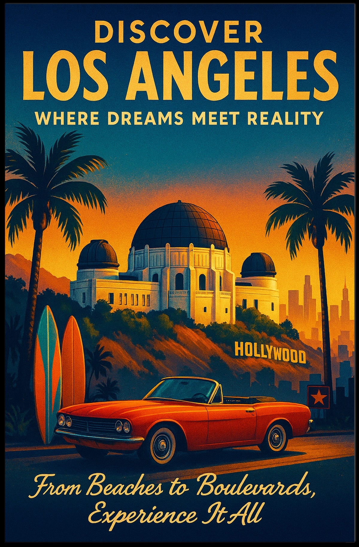 Los Angeles Dreamscape Vintage Adventure Poster