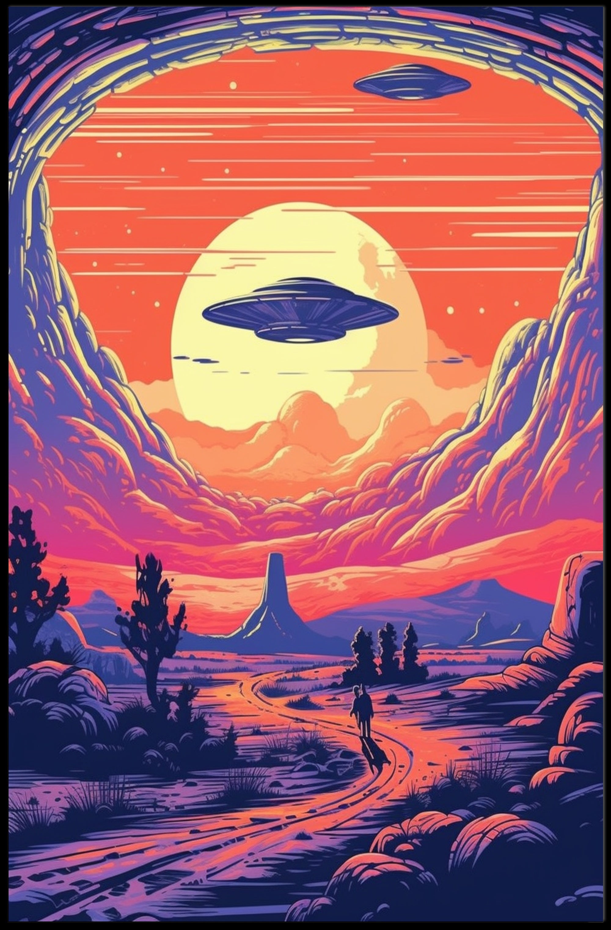 Cosmic Sunset Encounter Poster