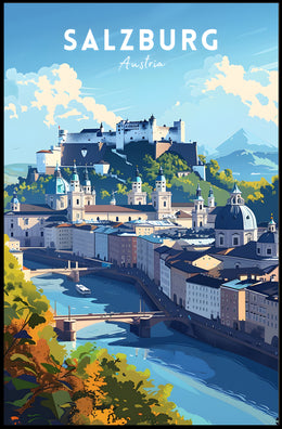 Salzburg's Iconic Cityscape Travel Poster
