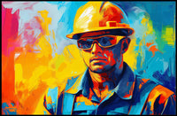 Dynamic Construction Worker Abstract Art Poster