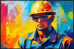 Dynamic Construction Worker Abstract Art Poster