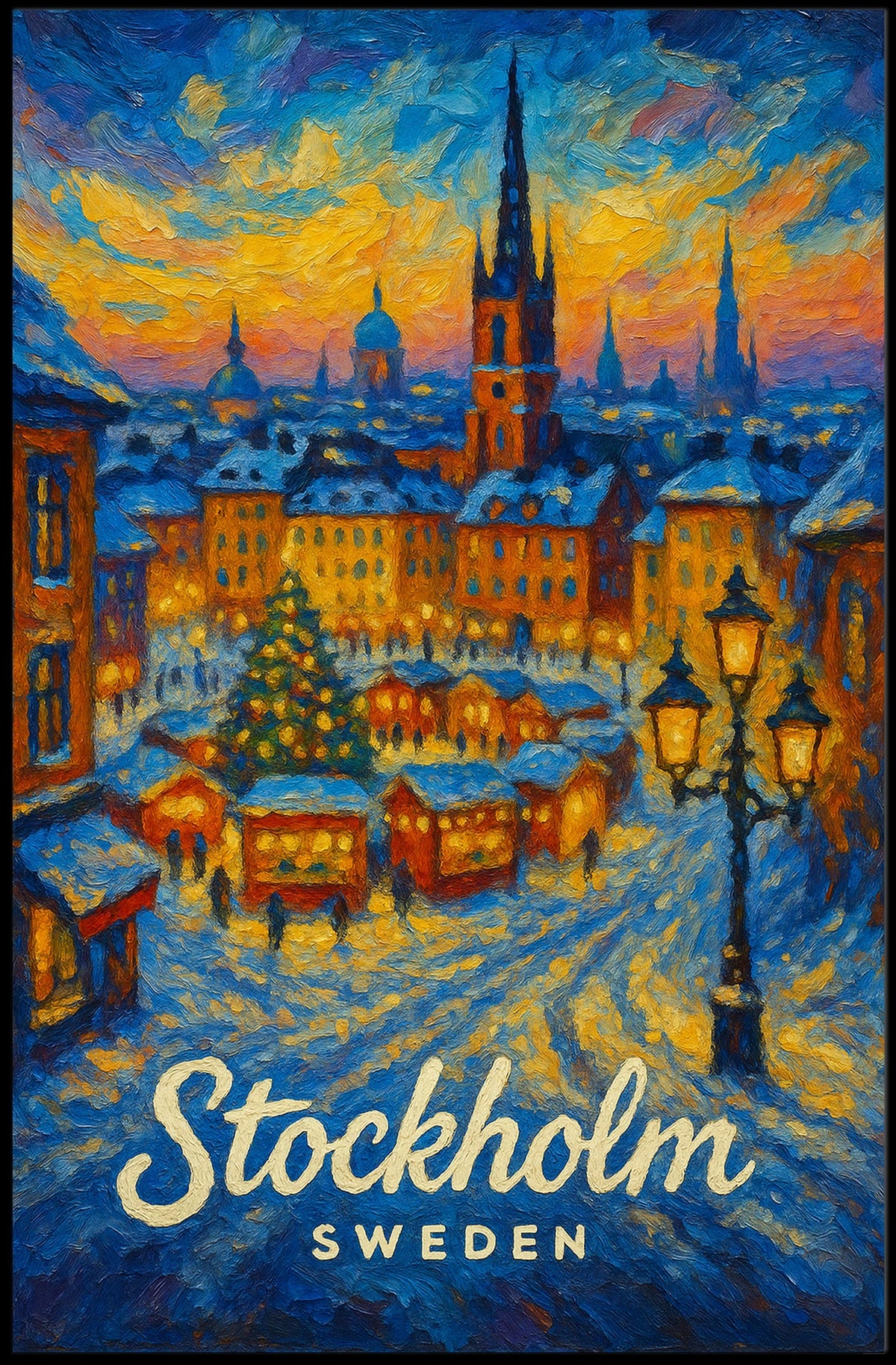 Stockholm Winter Wonderland Cityscape Inspiring Travel Lovers Cozy Scandinavian Art Poster