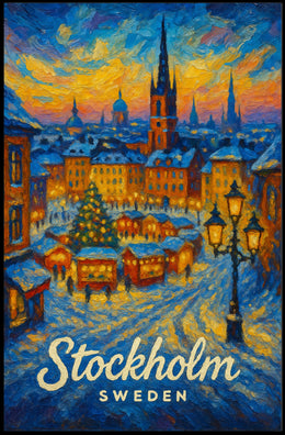 Stockholm Winter Wonderland Cityscape Inspiring Travel Lovers Cozy Scandinavian Art Poster