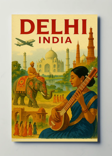 Delhi India Taj Mahal Culture Travel Poster