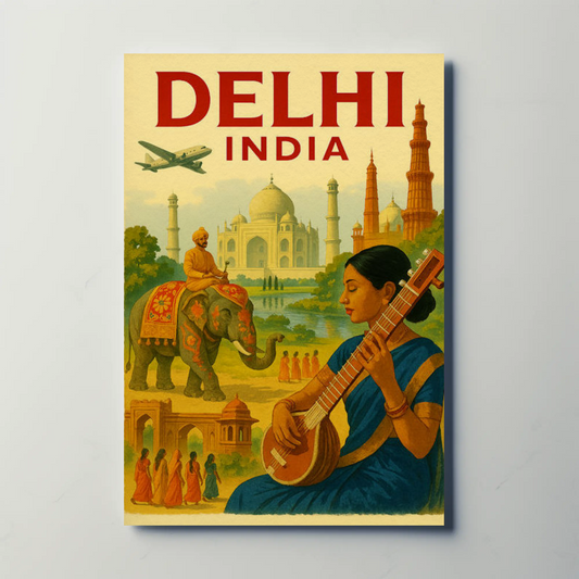 Delhi India Taj Mahal Culture Travel Poster