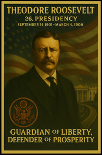 Theodore Roosevelt American Flag Artistic Historical Presidential Poster