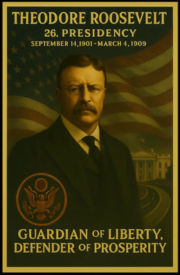Theodore Roosevelt American Flag Artistic Historical Presidential Poster