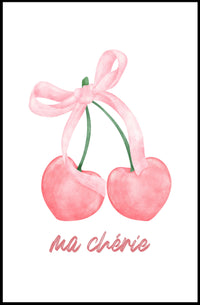 Charming Pink Cherries Illustration: Abstract or Artistic Poster PosterGoat