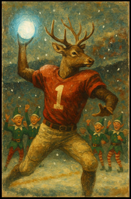 Whimsical Reindeer Holiday Sports Fantasy Vintage Poster