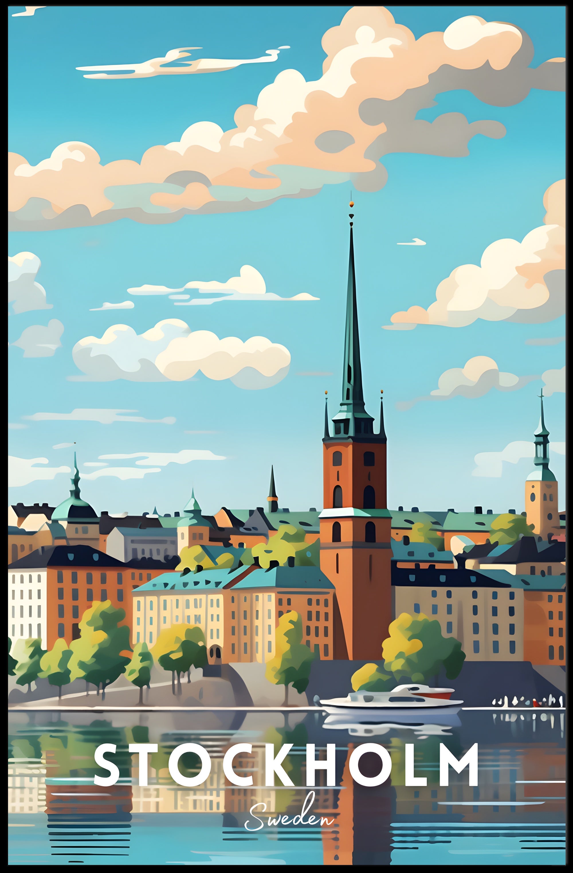 Stockholm Serenity: Picturesque Cityscape Urban or Cityscape Poster