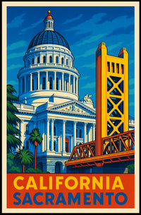 California Capitol And Tower Bridge Poster