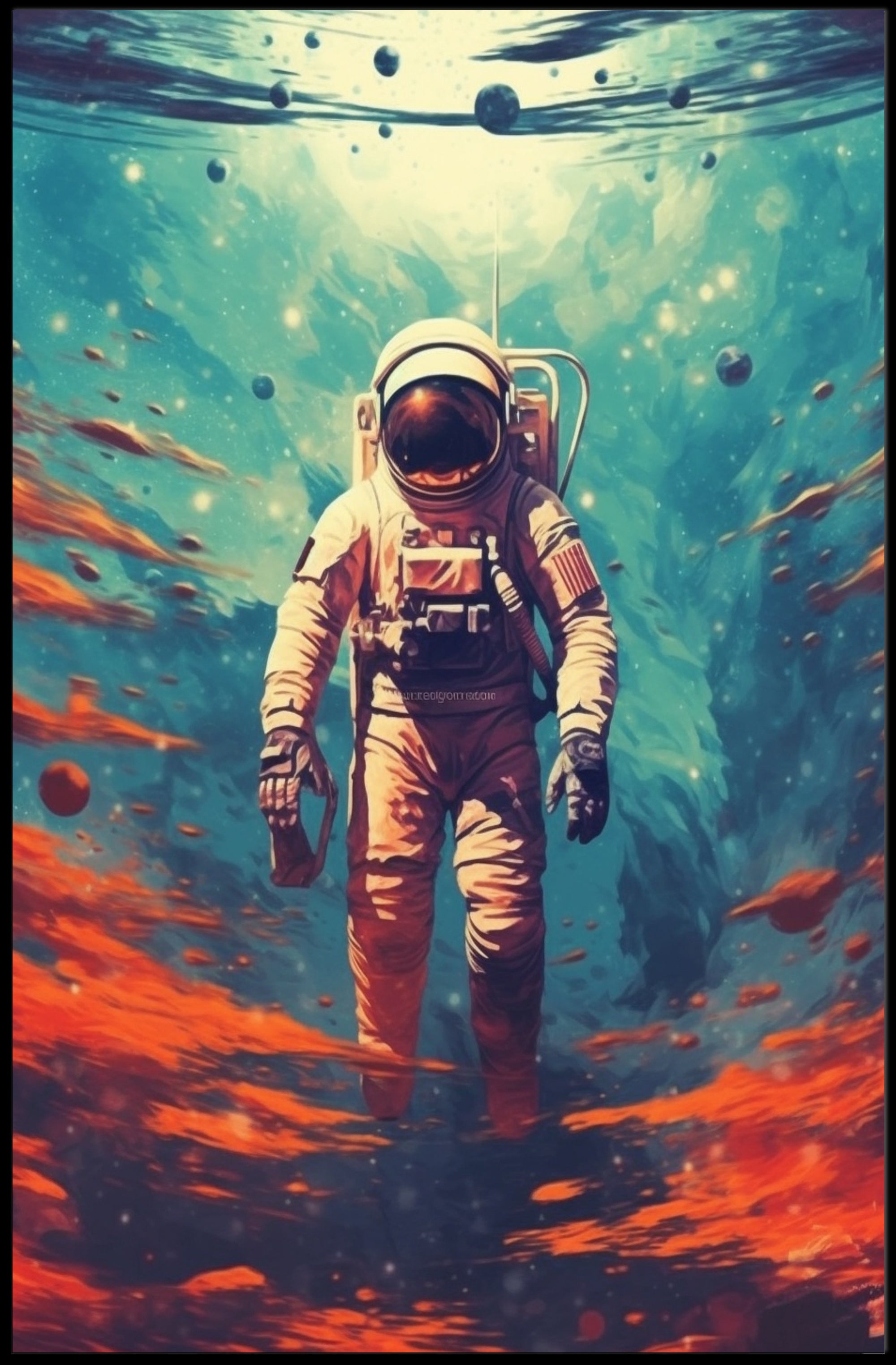 Astronaut in Cosmic Waters Poster