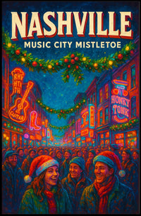 Nashville Music City Mistletoe Poster