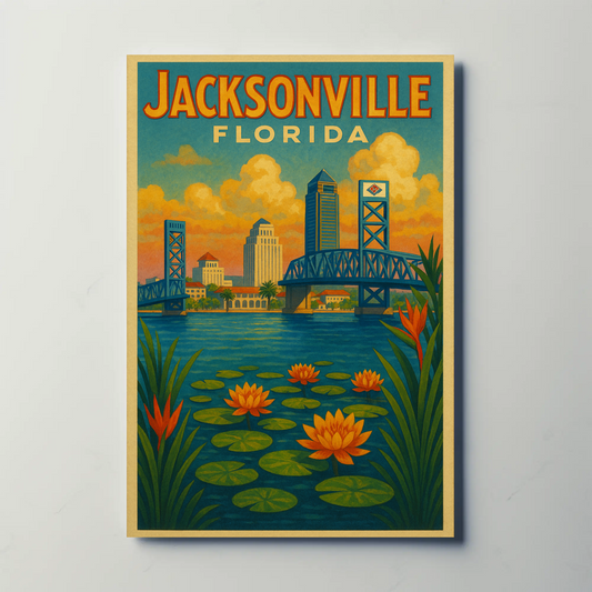 Jacksonville Florida Waterfront Travel Poster