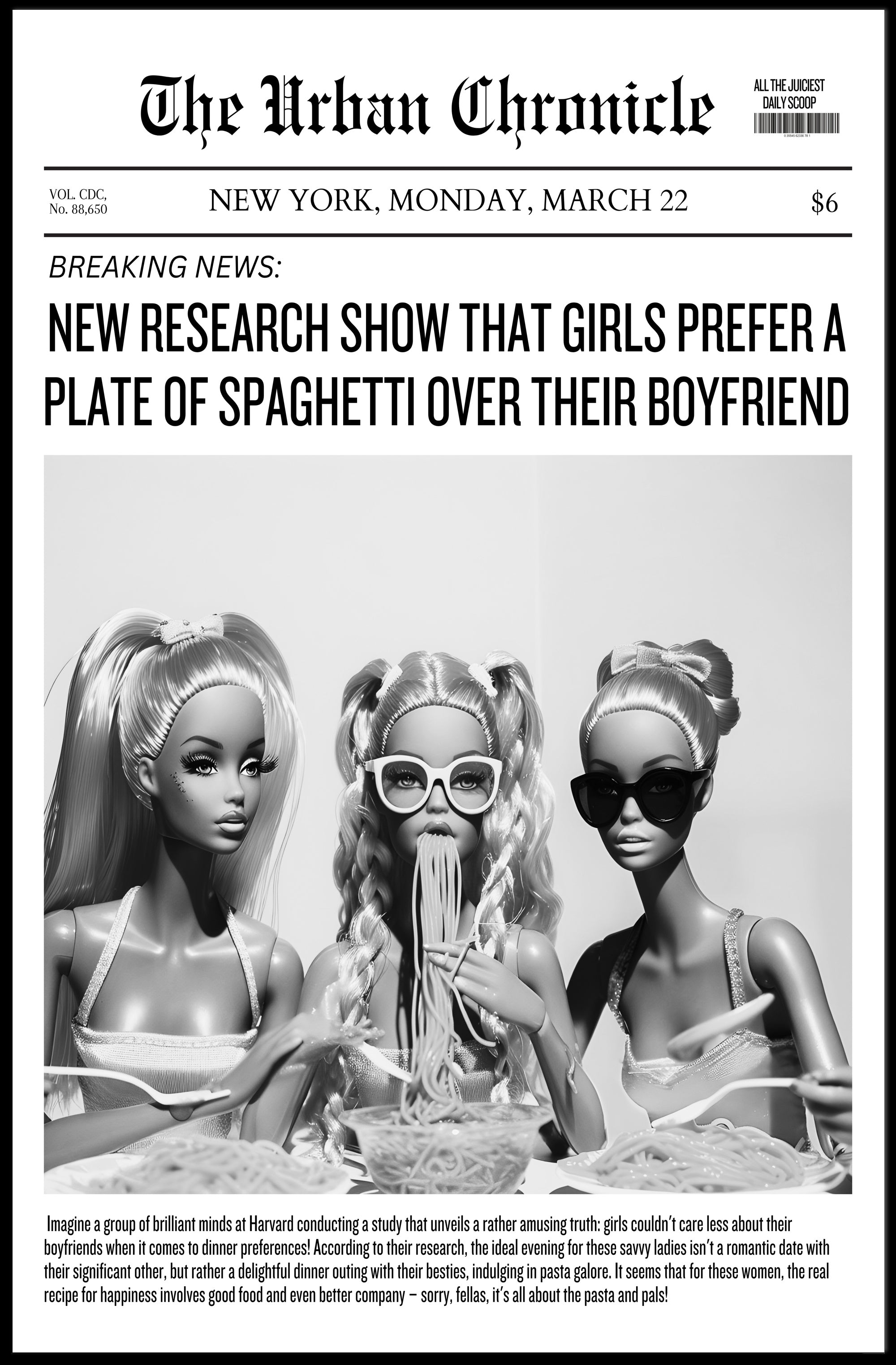 Spaghetti Humorous Satire Vintage Pop Culture Poster PosterGoat
